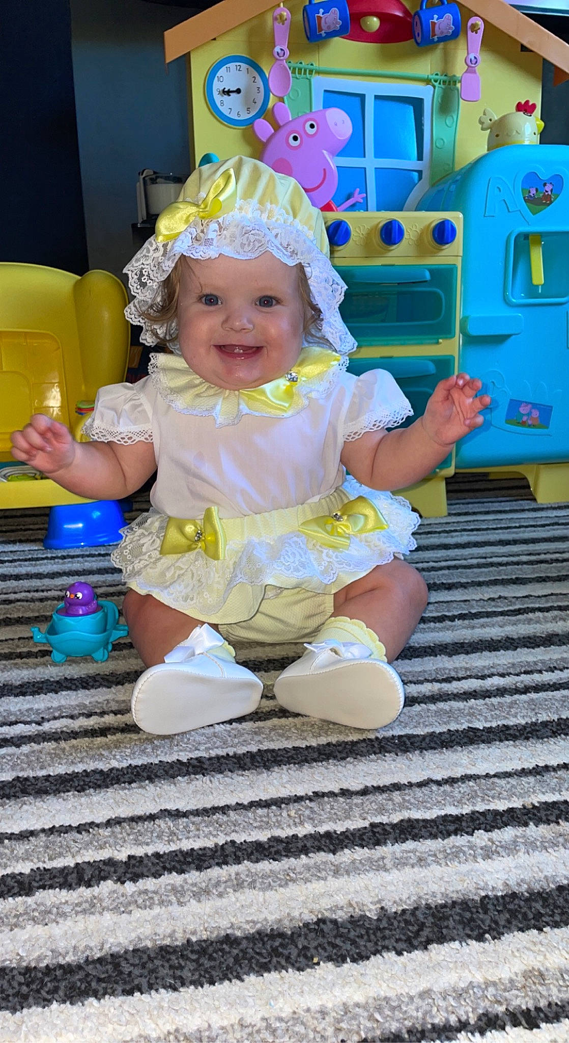 Naveah is registered to the contest to win money with this photo: baby, baby_toddler_clothing, blue, child, electric_blue, event, fun, happy, headwear, joy, leisure, party, party_supply, person, photograph, pink, product, purple, room, smile