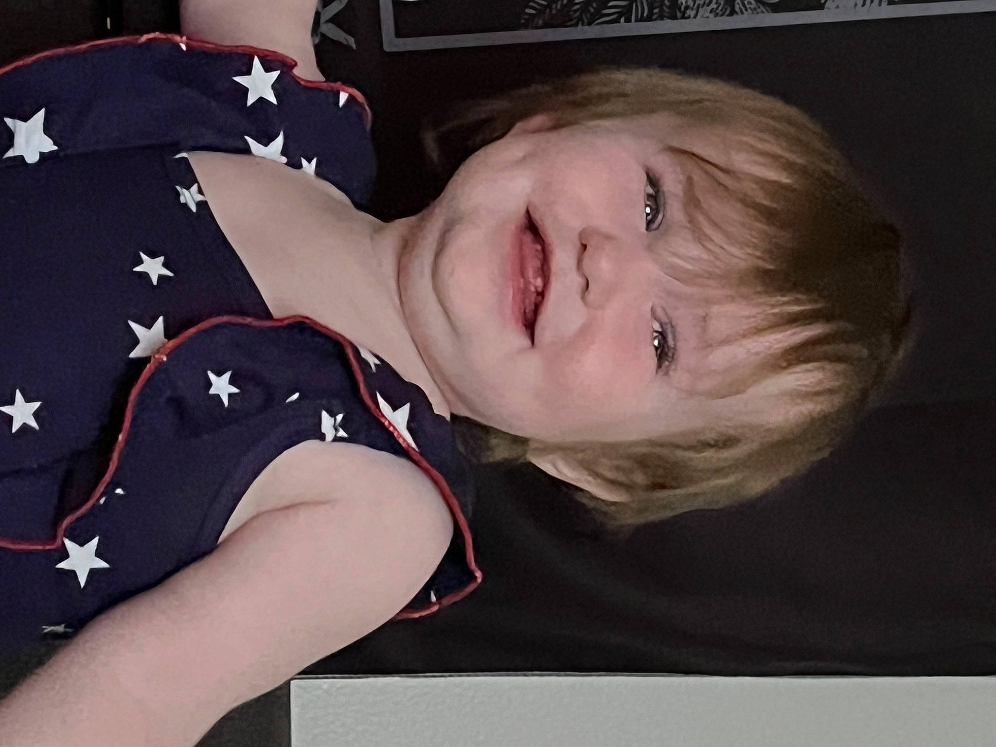 Delilah joined the competition — help win amazing prizes! arm, baby_toddler_clothing, carmine, chest, elbow, electric_blue, eye, flash_photography, gesture, happy, human_leg, joy, knee, pattern, person, sitting, sleeve, smile, sportswear, t_shirt