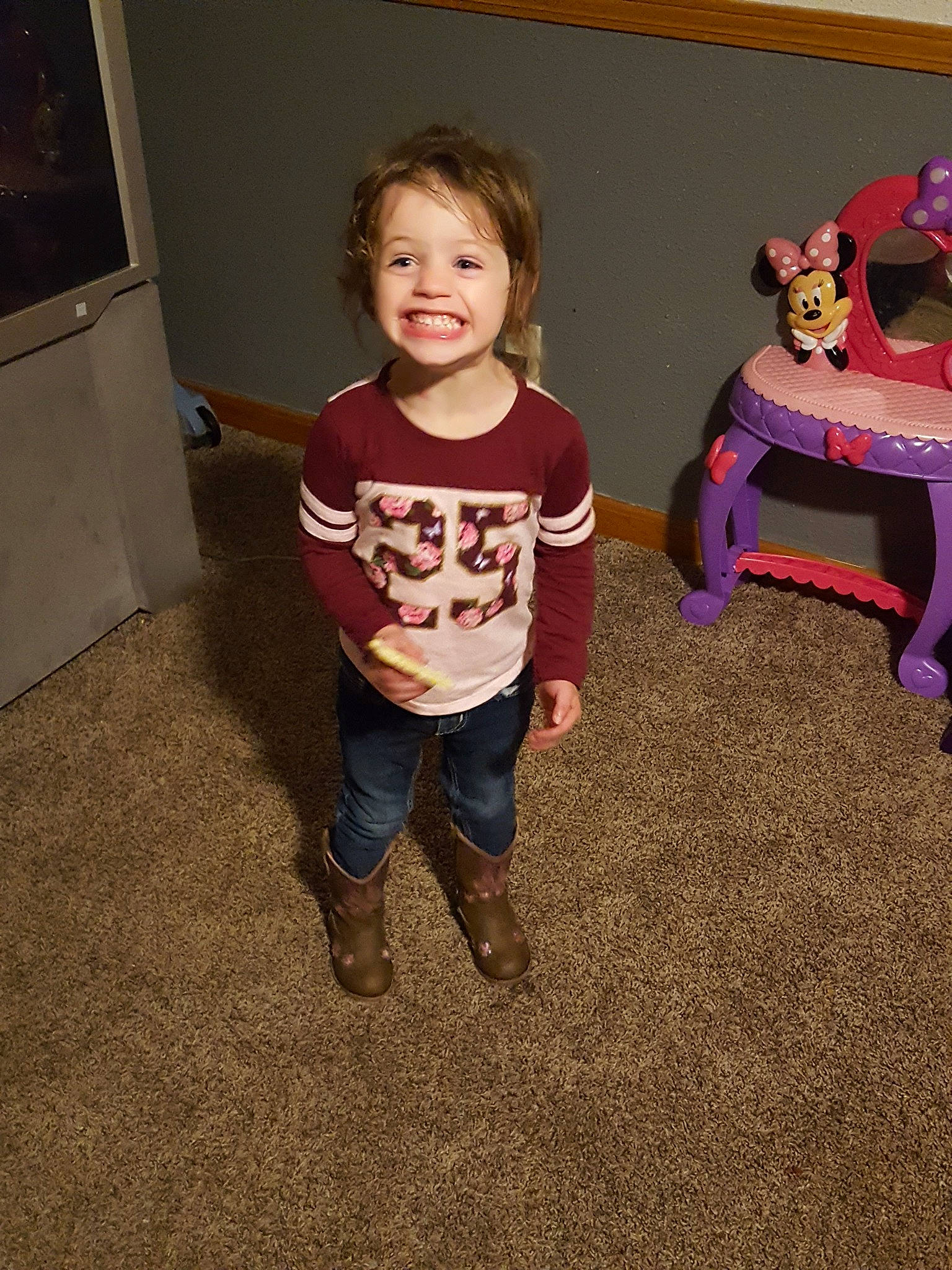 Brooklyn joined the competition — help win amazing prizes! child, cool, day, floor, flooring, fun, girl, joy, leg, outerwear, person, pink, play, product, red, sitting, skin, smile, standing, t_shirt