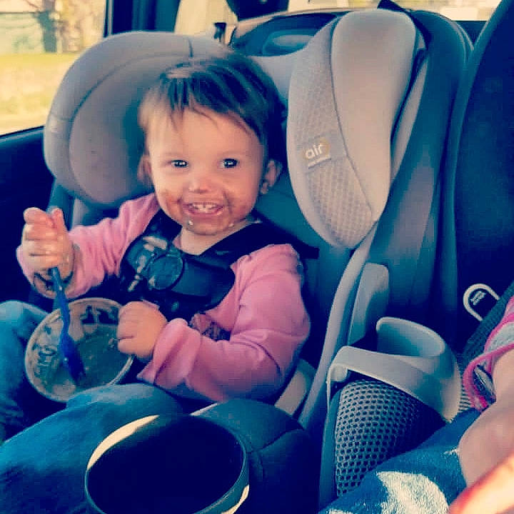 Maddelyn joined the competition — help win amazing prizes! blue, car_seat, child, day, fun, girl, happiness, infant, joy, person, play, product, smile, toddler