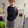 Beckett is registered to the contest to win money with this photo: child, toddler, boy, portrait, standing, indoors, home, laundry_room, washing_machine, vacuum_cleaner, vacuum_hose, clothing, hoodie, shorts, sneakers, blond_hair, serious_expression, face, household_appliances, colorful_toys