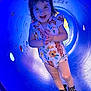 Raelynn joined the competition — help win amazing prizes! child, toddler, smiling, clapping_hands, blue_tunnel, playground, floral_romper, black_sandals, happy, cute, outdoor, play, fun, hair, face, legs, summer, joy, expression, person
