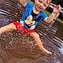 Kingston is registered to the contest to win money with this photo: child, toddler, water, splash, outdoor, play, happy, smile, mickey_mouse, blue_shirt, red_shorts, wet_hair, puddle, grass, summer, fun, nature, person, casual_clothing, joy