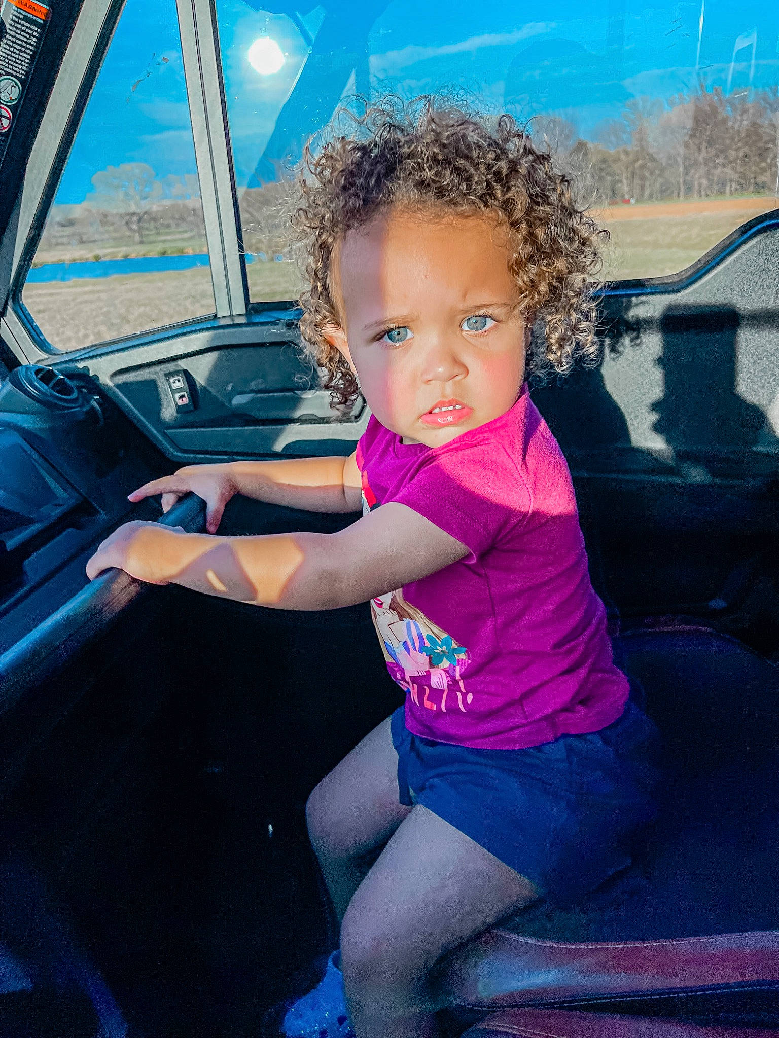 Maisyn joined the competition — help win amazing prizes! auto_part, automotive_exterior, azure, blond, blue, child, cool, electric_blue, flash_photography, fun, happy, human_leg, leisure, motor_vehicle, person, recreation, shoulder, thigh, toddler, travel