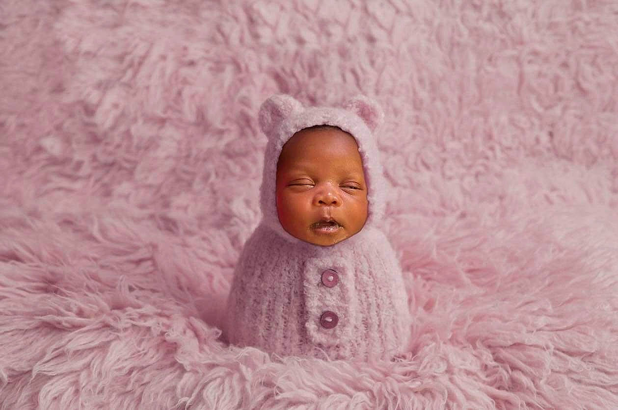 Jesslyn is registered to the contest to win money with this photo: art, baby, baby_toddler_clothing, cheek, comfort, embellishment, eye, fashion_accessory, fur, happy, head, headgear, linens, magenta, peach, person, pink, sleeve, smile, toddler