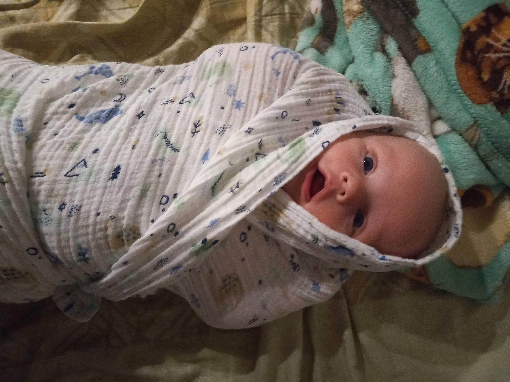 Callahan joined the competition — help win amazing prizes! baby, baby_products, baby_toddler_clothing, cheek, child, comfort, eye, head, headgear, human_body, iris, linens, pattern, person, room, skin, sleeve, toddler, tree, wood