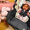 China joined the competition — help win amazing prizes! baby, baby_accessories, car_seat, child, cozy, headband, indoor, infant, infant_clothing, newborn, pacifier, peaceful, pink_bag, pink_bow, plush_toy, seat_belt, sleeping, soft_toy, stuffed_bunny, wooden_floor