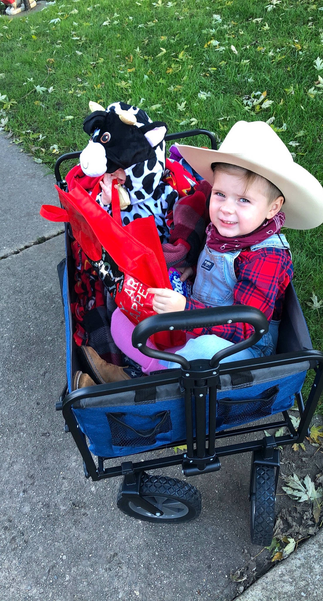 Levi is registered to the contest to win money with this photo: baby, baby_carriage, baby_products, child, fun, grass, hat, joy, leisure, motor_vehicle, outdoor_recreation, people_in_nature, person, plant, recreation, sun_hat, tire, toddler, travel, tree