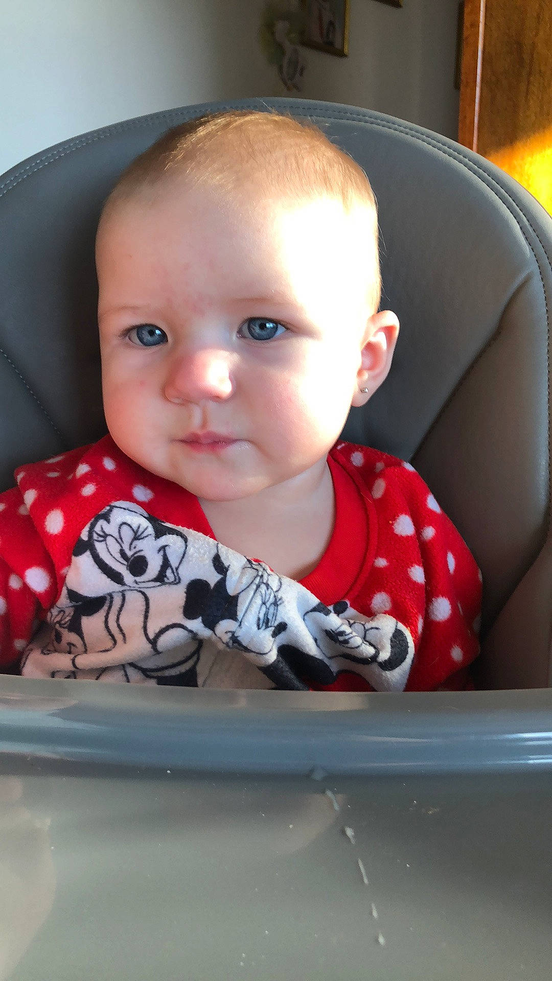 Hazel joined the competition — help win amazing prizes! baby, baby_toddler_clothing, cheek, child, comfort, cool, dress, facial_expression, human_body, iris, linens, lip, mammal, mouth, nose, person, sitting, skin, sleeve, t_shirt