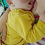 Kaëzyo participe au concours pour gagner de l'argent avec cette photo : arm, baby, child, closeup, comfort, cozy, hand, head, human, indoor, infant, peaceful, person, portrait, rest, skin, sleeping, soft_fabric, striped_shirt, yellow_clothing