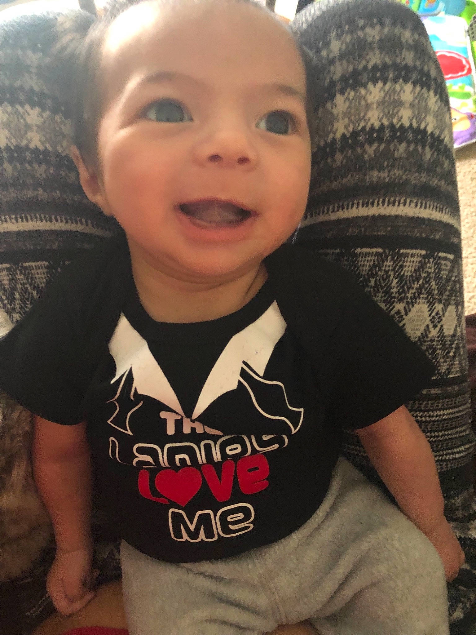 Skyler joined the competition — help win amazing prizes! baby, baby_products, baby_toddler_clothing, cheek, child, cool, forehead, happy, head, mouth, neck, person, skin, sleeve, smile, t_shirt, toddler