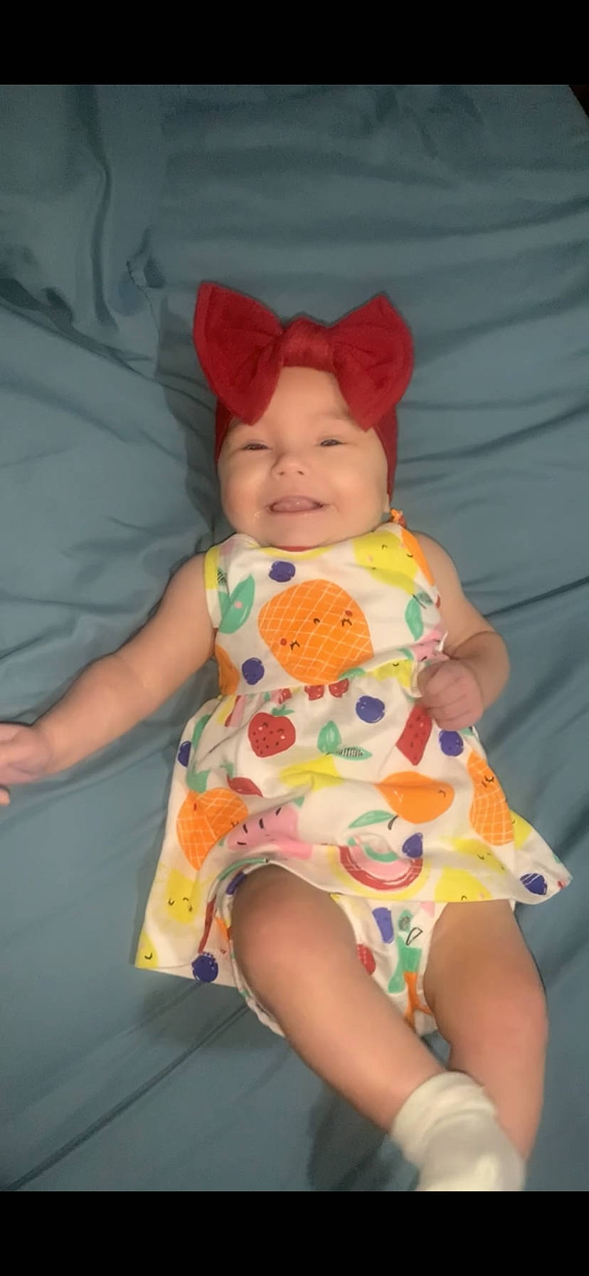 Babygirl joined the competition — help win amazing prizes! baby, baby_toddler_clothing, child, comfort, cool, day_dress, dress, fun, happy, head, headwear, human_body, magenta, pattern, peach, person, pink, skin, sleeve, smile