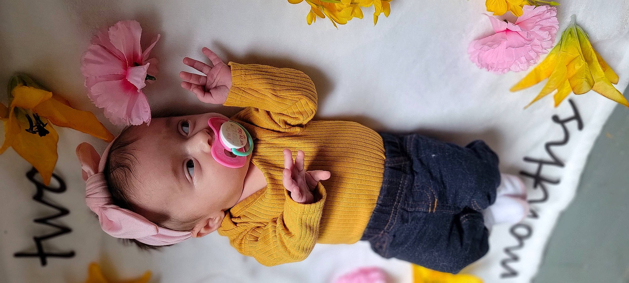 Willow is registered to the contest to win money with this photo: arm, baby, baby_toddler_clothing, clothing, eye, eyelash, finger, hand, happy, headgear, human_body, leaf, lip, person, pink, plant, purple, skin, textile, toddler