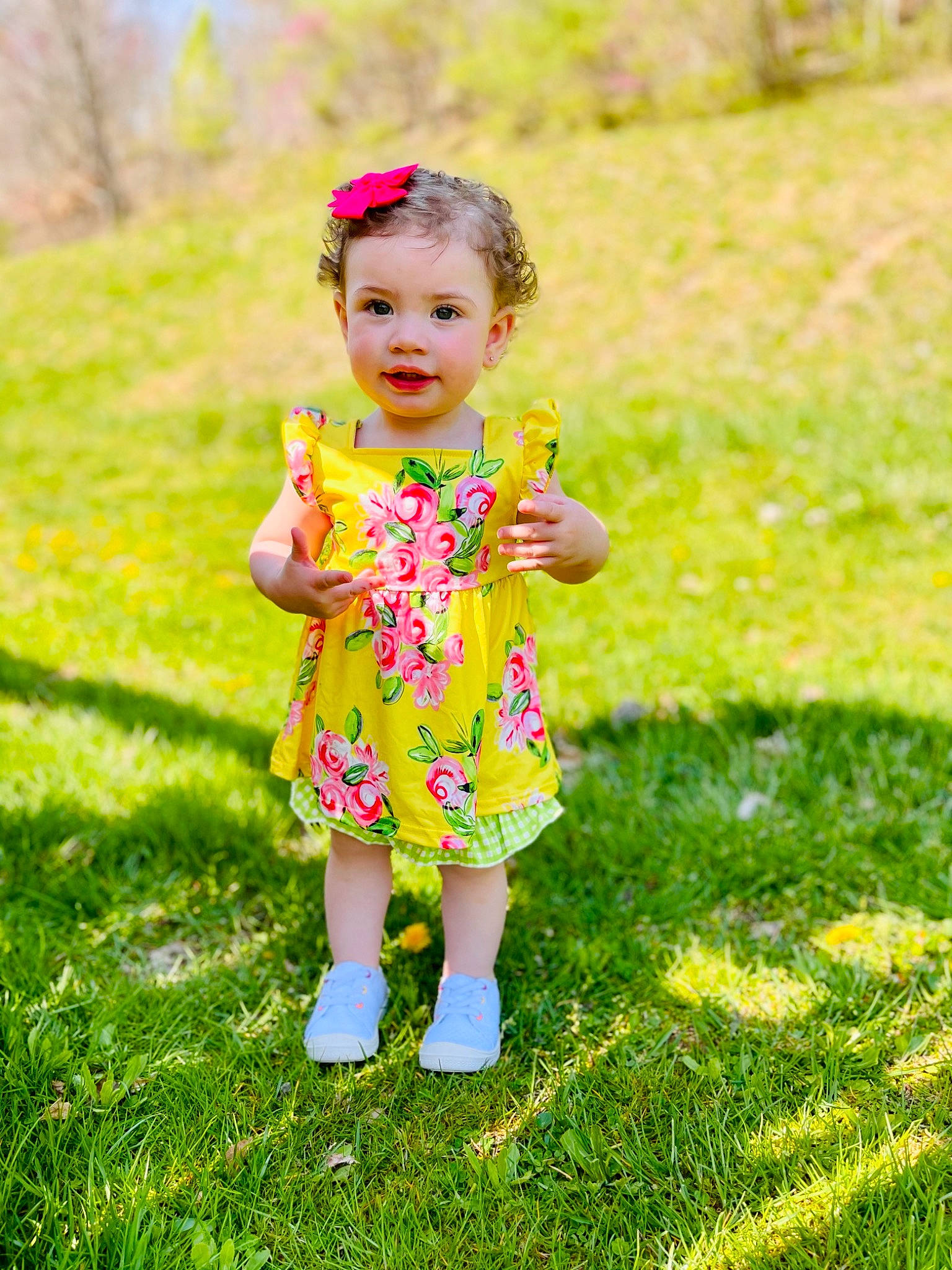 Aaliyah is registered to the contest to win money with this photo: baby, baby_toddler_clothing, child, fun, grass, grass_family, grassland, green, groundcover, happy, leisure, magenta, meadow, nature, people_in_nature, person, pink, plant, prairie, recreation