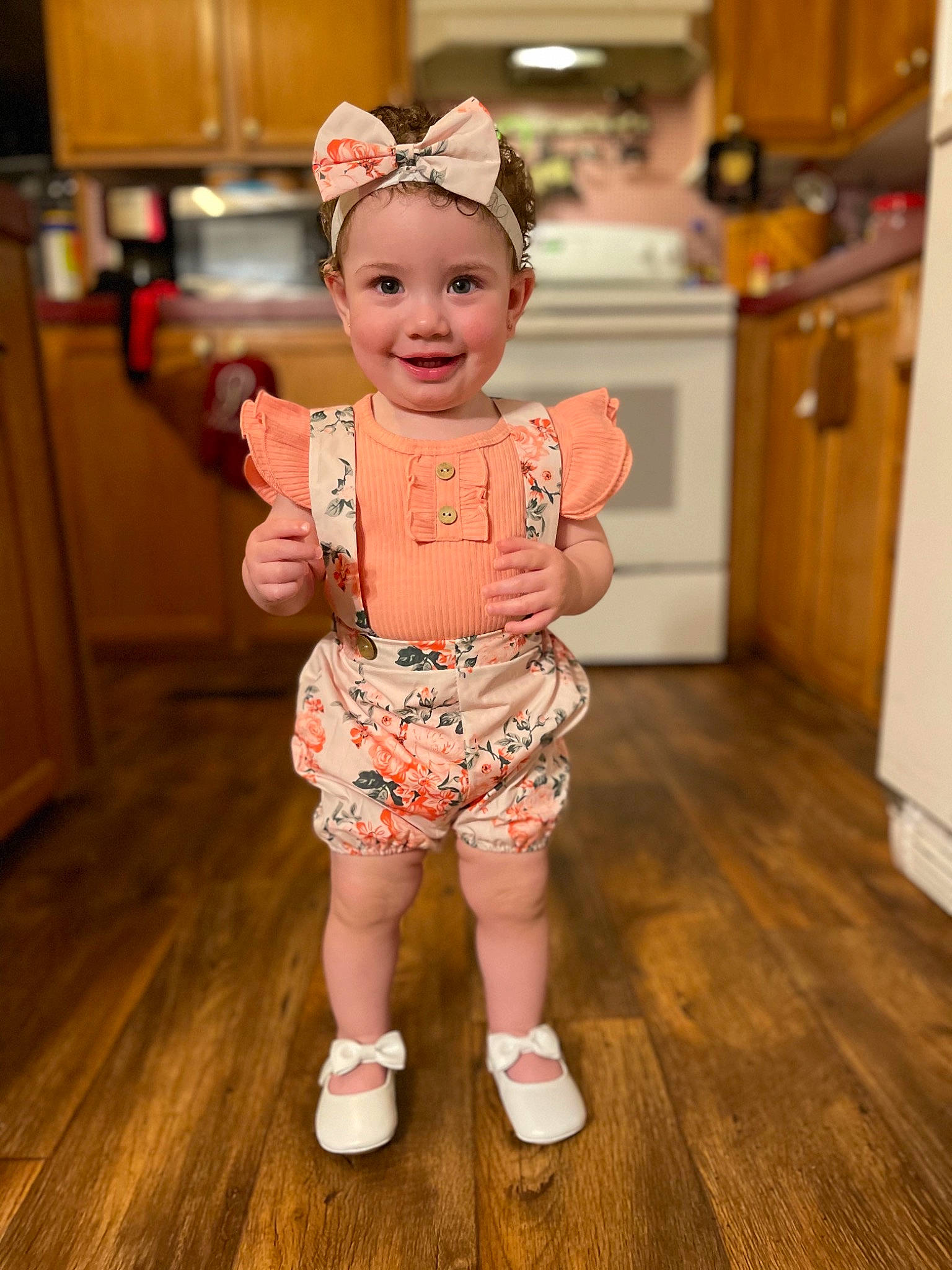 Aaliyah joined the competition — help win amazing prizes! baby, baby_toddler_clothing, cabinetry, child, event, flooring, fun, happy, hardwood, headwear, home_appliance, joy, kitchen, kitchen_appliance, person, pink, refrigerator, sleeve, smile, sock