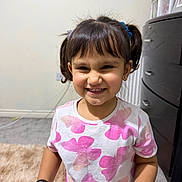 Jenny joined the competition — help win amazing prizes! candid, carpet, child, cute, dresser, earrings, flower_pattern, girl, hairstyle, happy, indoor, person, pigtails, pink, playful, portrait, room, smiling, tshirt, white