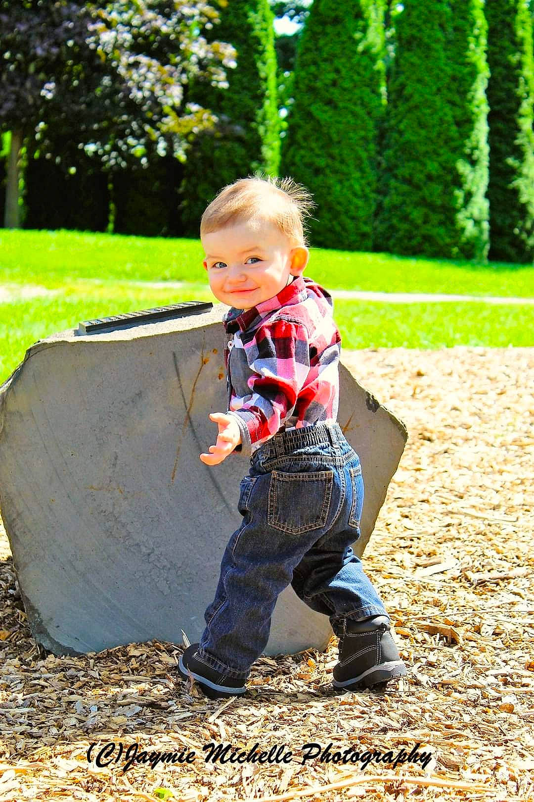 Greyson joined the competition — help win amazing prizes! asphalt, child, denim, fun, garden, grass, grass_family, green, happy, joy, lawn, leisure, people_in_nature, person, plant, recreation, sitting, soil, tints_and_shades, toddler