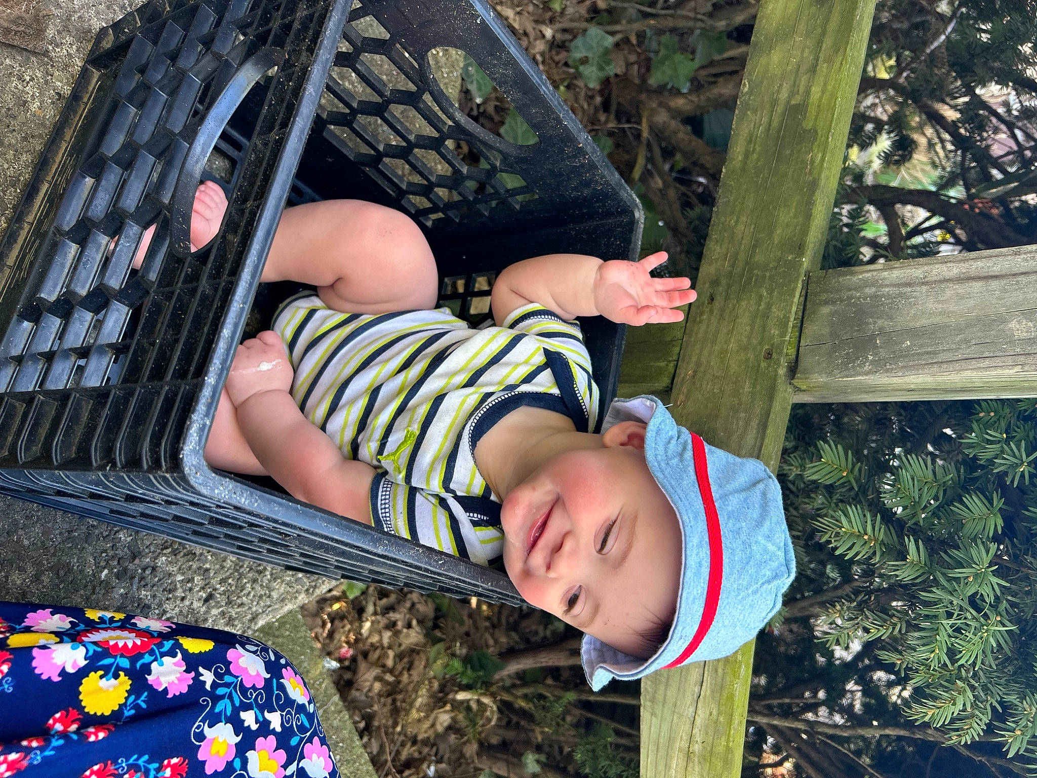 Kylan is registered to the contest to win money with this photo: baby, baby_toddler_clothing, beauty, foot, fun, grass, happy, headwear, human_leg, joy, leisure, pattern, people_in_nature, person, plant, sitting, smile, spring, thigh, tints_and_shades