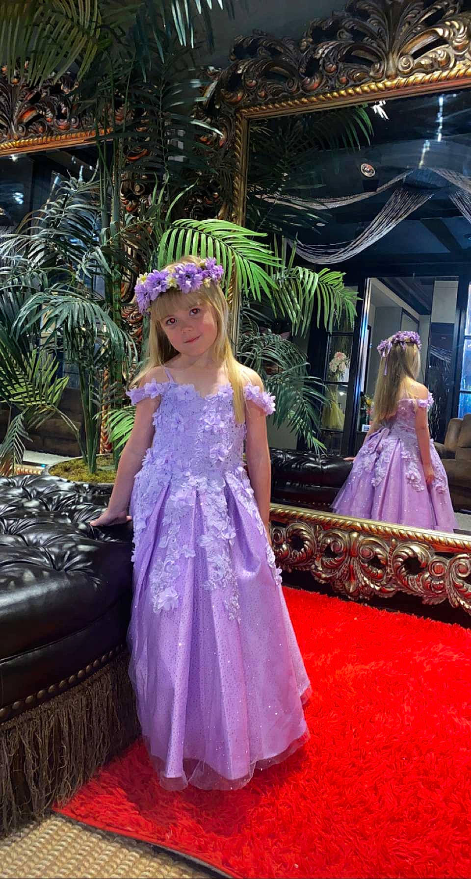 Angelina joined the competition — help win amazing prizes! bridal_accessory, bridal_party_dress, dress, embellishment, event, fashion, fashion_design, flooring, formal_wear, fun, gown, happy, haute_couture, headwear, leisure, magenta, one_piece_garment, person, pink, plant