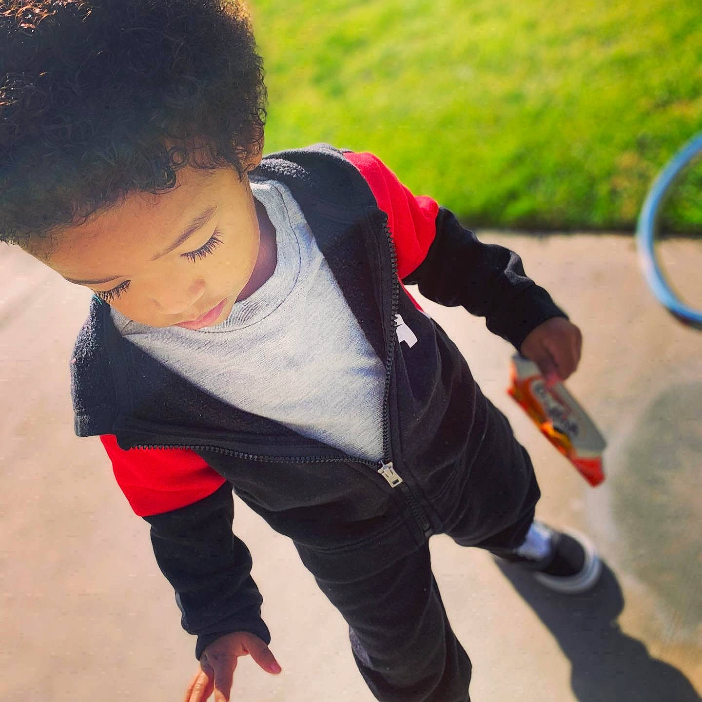 Kalvin joined the competition — help win amazing prizes! black_hair, child, cool, happy, jeans, nose, person, plant, play, recreation, shoe, smile, t_shirt, toddler