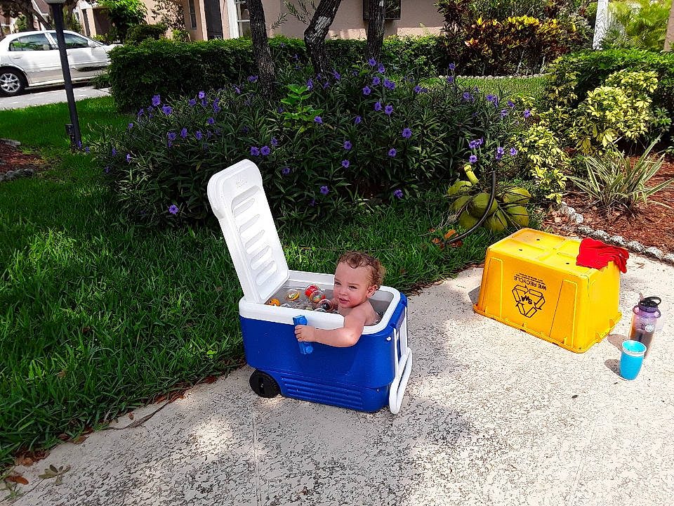 Tristan is registered to the contest to win money with this photo: backyard, chair, child, furniture, garden, grass, grass_family, lawn, leisure, outdoor_furniture, person, plant, plastic, play, sitting, summer, tree, vacation, yard
