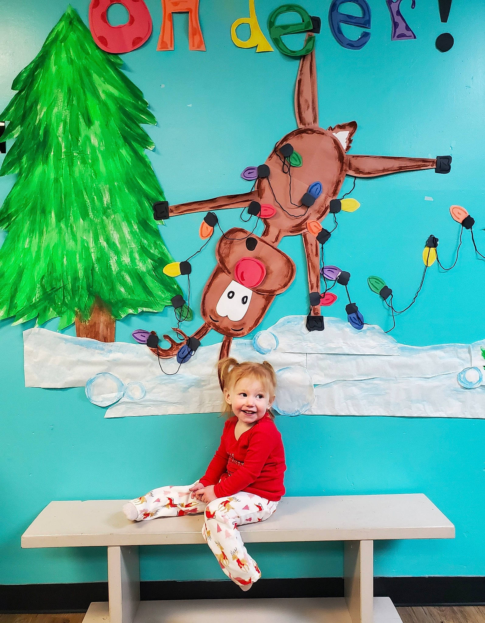 Peytan joined the competition — help win amazing prizes! art, bench, blue, conifer, event, evergreen, fun, green, happy, illustration, joy, leisure, person, play, product, red, room, sitting, summer, table