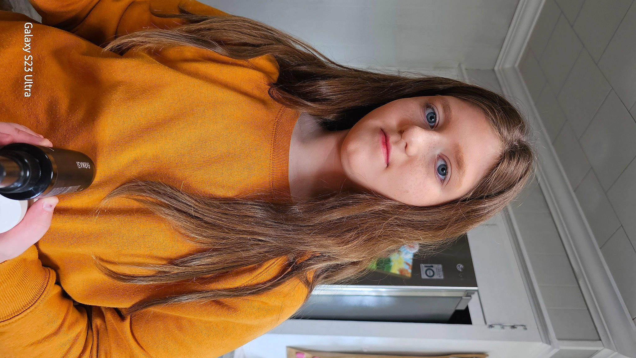 Madison joined the competition — help win amazing prizes! blond, brown_hair, child, comfort, eye, eyebrow, eyelash, fun, home_appliance, human_leg, kitchen_appliance, lip, long_hair, mouth, nose, person, room, shoulder, skin, smile