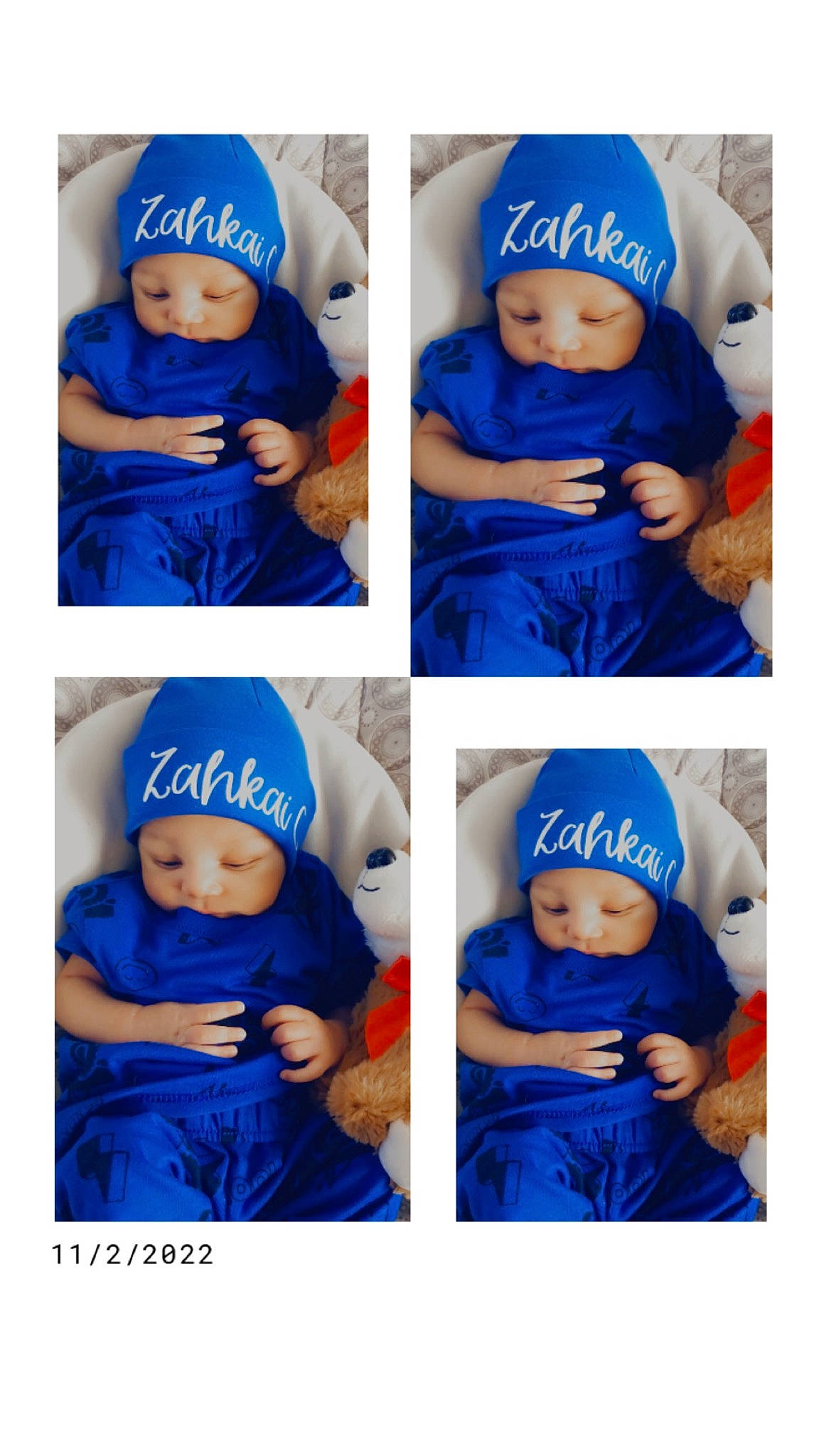 Zahkai joined the competition — help win amazing prizes! azure, baby, baby_toddler_clothing, blue, cap, child, clothing, face, facial_expression, headgear, headwear, human, outerwear, person, photograph, product, purple, sleeve, textile, toddler