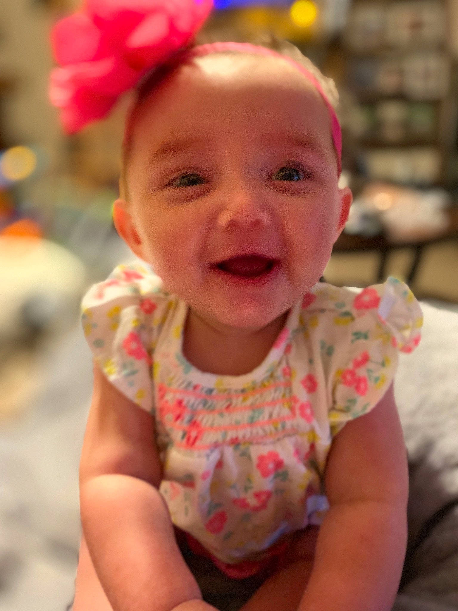 Aubrielle is registered to the contest to win money with this photo: baby, cheek, child, face, facial_expression, head, lip, person, pink, skin, smile, toddler