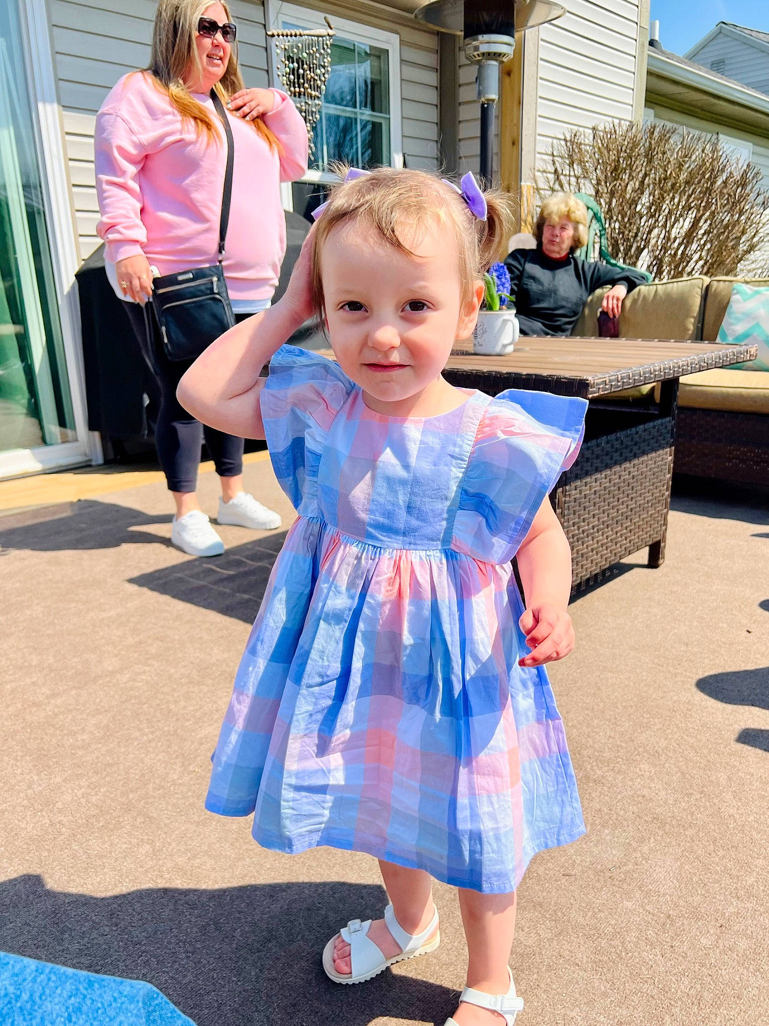 Magnolia is registered to the contest to win money with this photo: blue, child, day_dress, dress, electric_blue, event, face, foot, fun, happy, joy, leisure, people, person, pink, public_space, purple, recreation, sandal, shoe