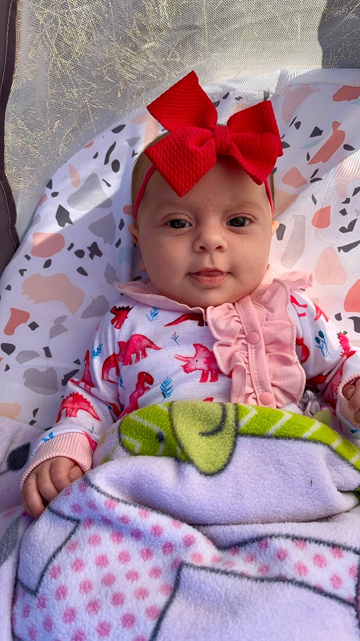 Iris joined the competition — help win amazing prizes! baby, baby_products, baby_toddler_clothing, cheek, child, comfort, eye, face, fashion_accessory, grass, happy, head, headwear, linens, outerwear, pattern, person, pink, skin, sleeve