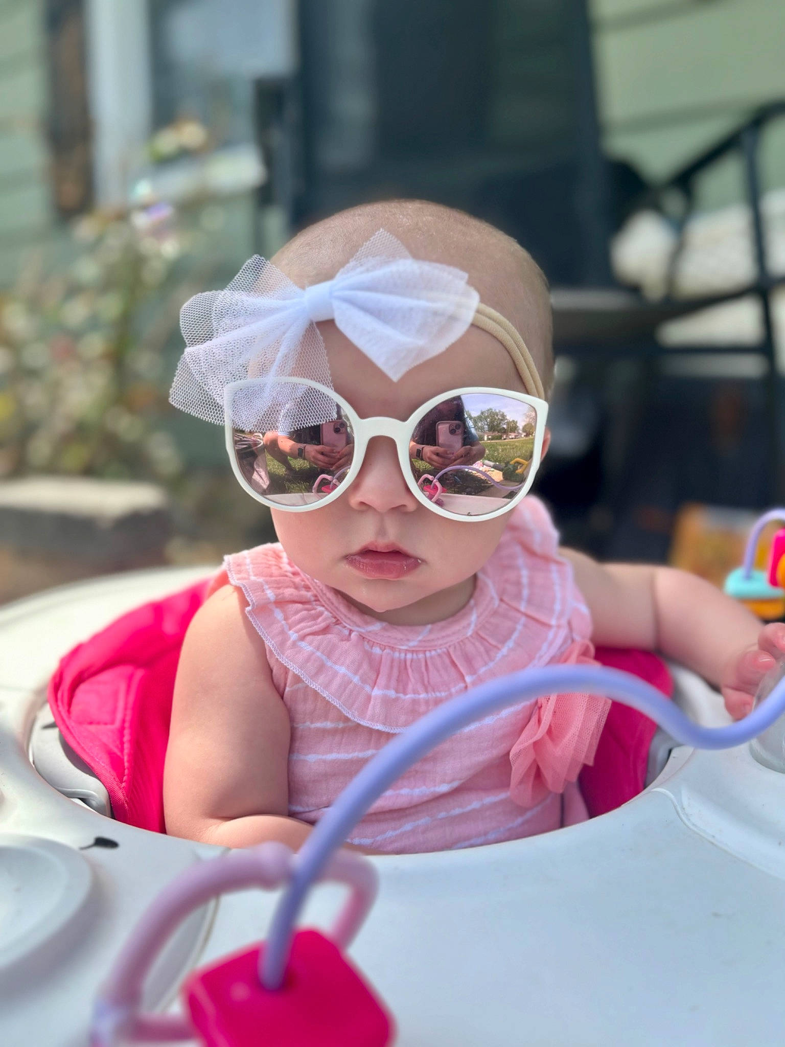 Iris joined the competition — help win amazing prizes! baby, baby_toddler_clothing, child, event, eyewear, fun, glasses, goggles, happy, headgear, headwear, leisure, magenta, person, personal_protective_equipment, photograph, pink, purple, summer, sunglasses
