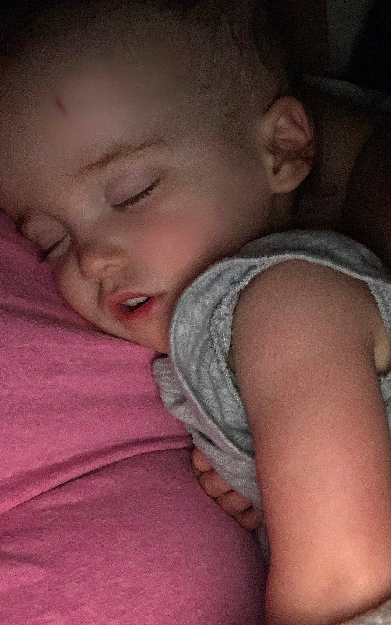 Emmaleigh is registered to the contest to win money with this photo: arm, baby, cheek, child, face, lip, mouth, muscle, nap, nose, person, skin, sleep, toddler