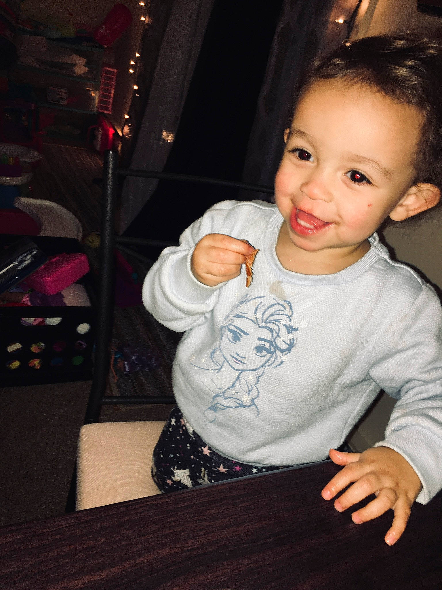 Marley is registered to the contest to win money with this photo: arm, baby, beauty, cheek, child, chin, cool, daughter, eye, face, fun, head, iris, joy, lip, person, sitting, skin, smile, standing