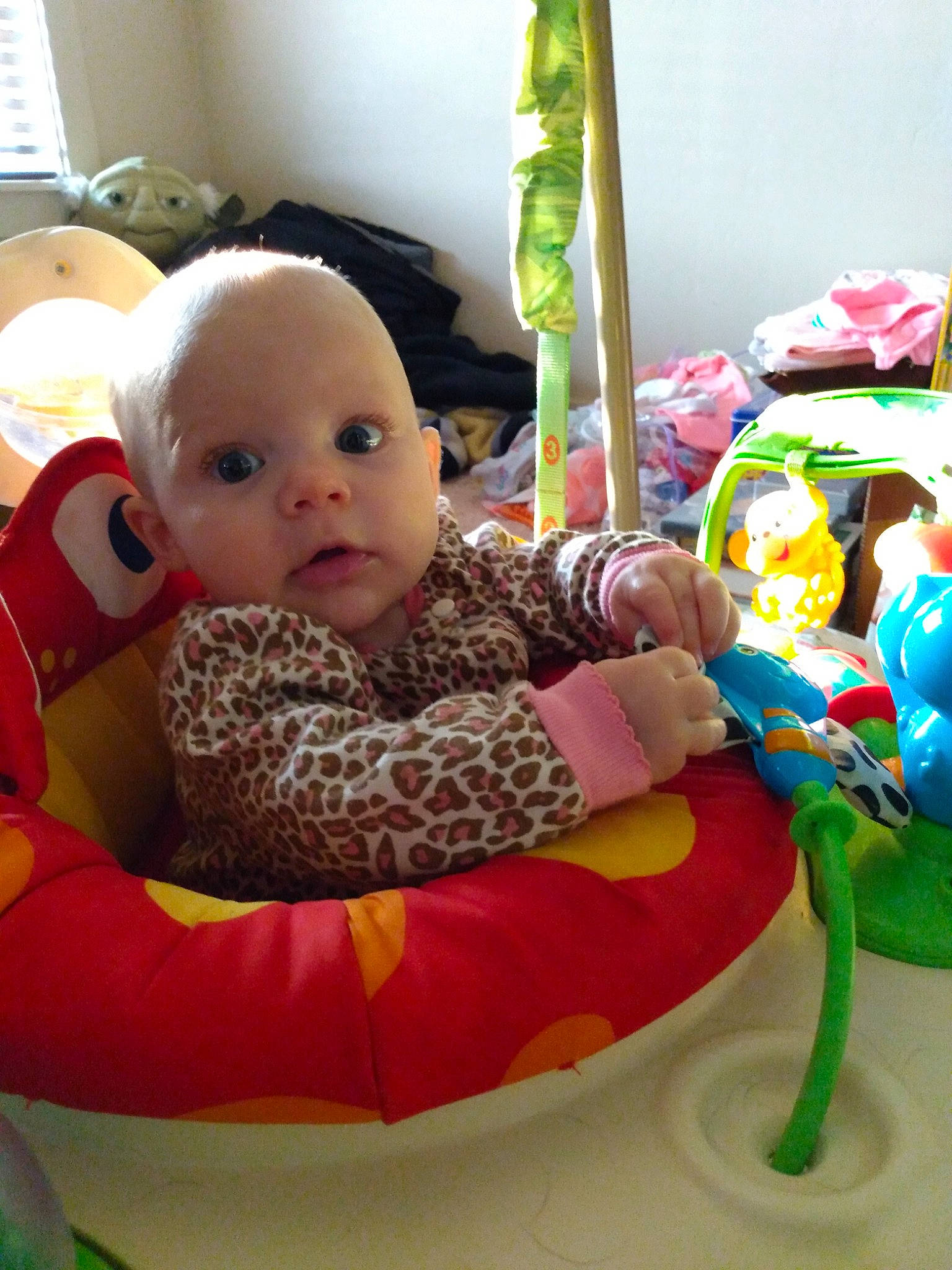 Scarlett joined the competition — help win amazing prizes! baby, baby_playing_with_toys, baby_products, baby_toddler_clothing, baby_toys, child, comfort, computer_keyboard, event, fun, happy, mammal, person, play, product, room, shelf, stuffed_toy, textile, toddler