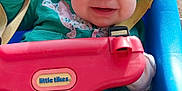 Annabella joined the competition — help win amazing prizes! baby, child, swing, playground, outdoor, hoodie, mittens, smile, happy, toy, basketball, seatbelt, person, daylight, playtime, blue, red, pink, green, plastic