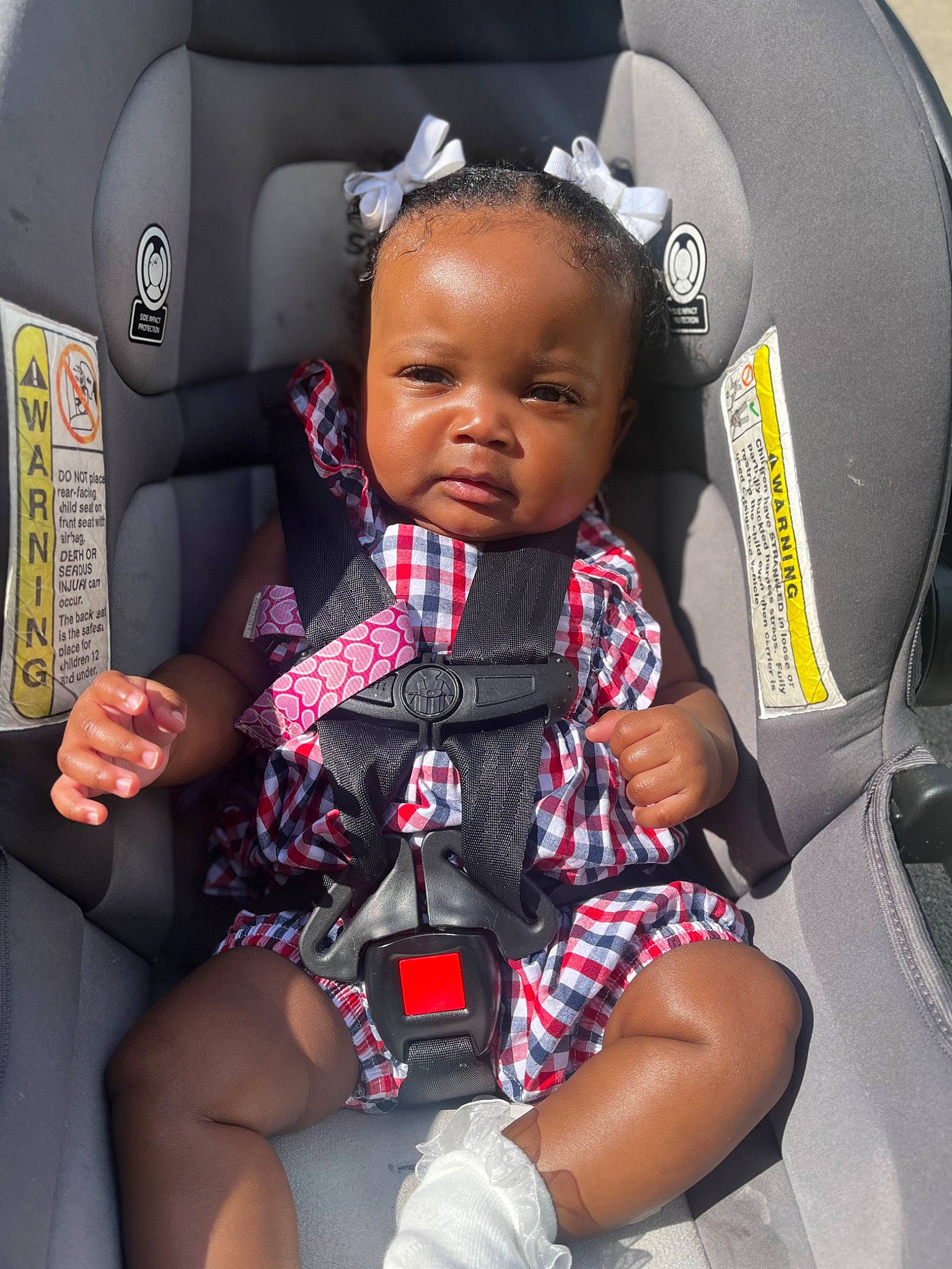Ameiah is registered to the contest to win money with this photo: auto_part, automotive_design, baby, baby_carriage, baby_products, baby_toddler_clothing, car_seat, car_seat_cover, child, comfort, fun, head_restraint, motor_vehicle, person, plant, seat_belt, sitting, steering_wheel, thigh, toddler