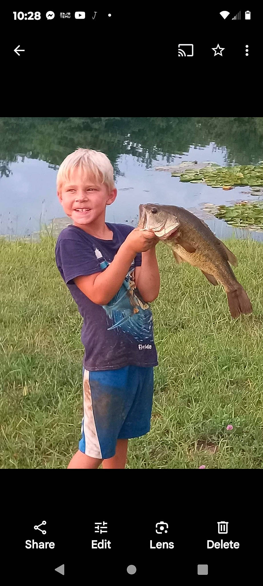 Remington joined the competition — help win amazing prizes! adaptation, bony_fish, child, fin, fish, fun, grass, grassland, happy, joy, lake, leisure, people_in_nature, person, ray_finned_fish, recreation, smile, t_shirt, tail, toddler