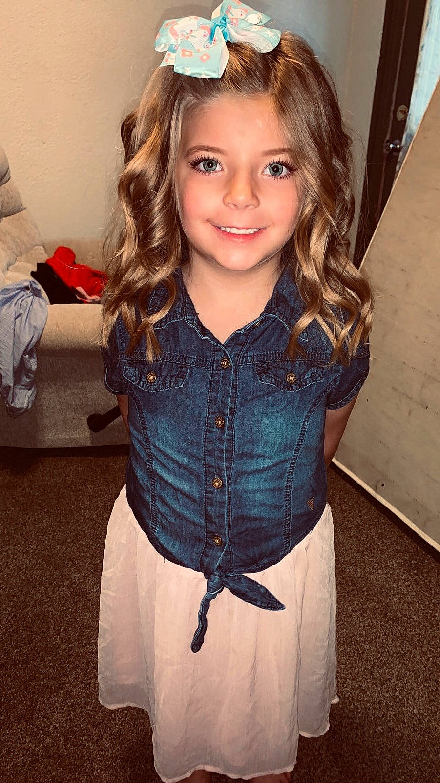 Kora joined the competition — help win amazing prizes! baby_toddler_clothing, cheek, cool, dress, electric_blue, fashion_design, formal_wear, hairstyle, happy, iris, joy, long_hair, mammal, neck, organ, person, shoulder, skin, sleeve, smile