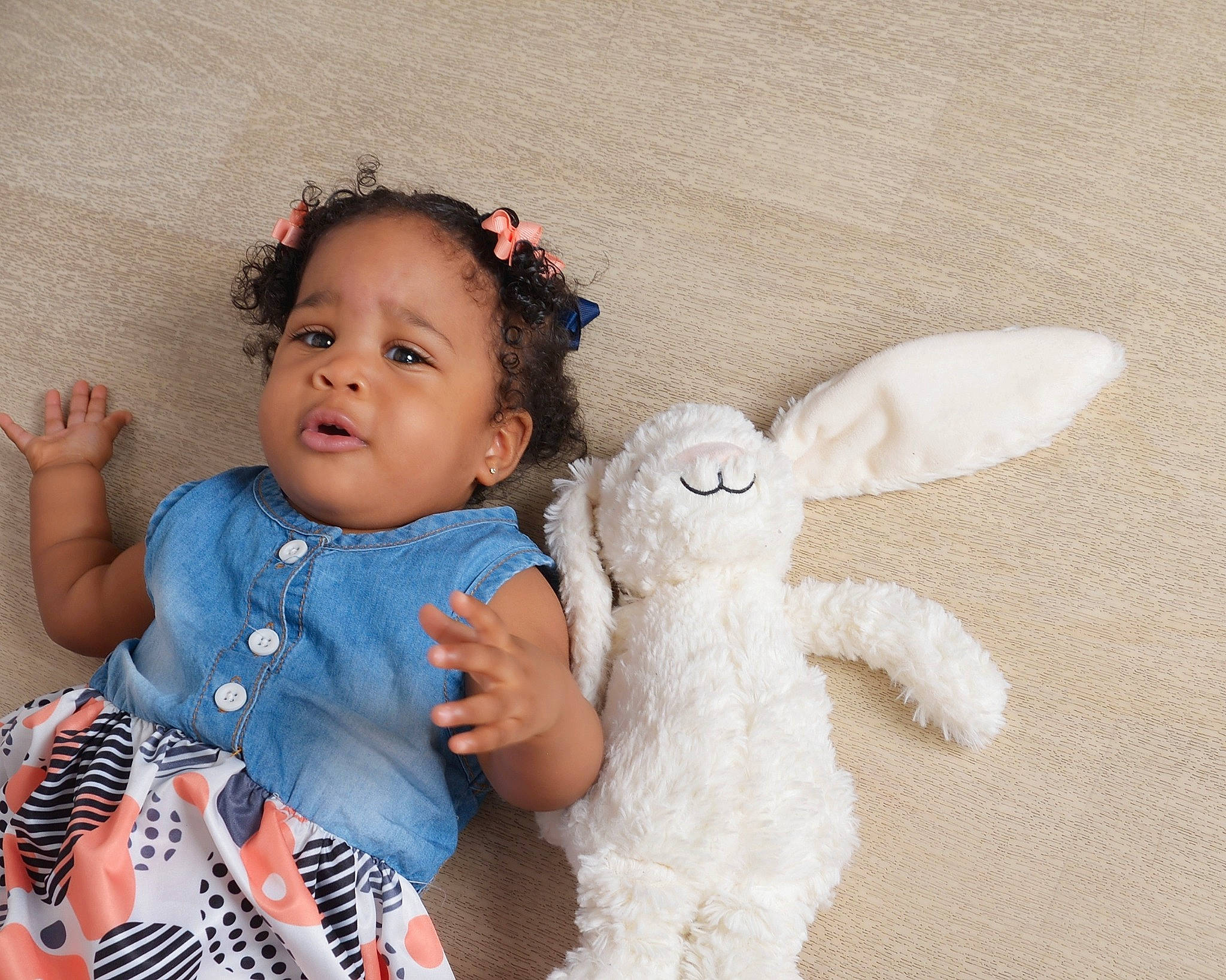 Ariyah joined the competition — help win amazing prizes! baby, baby_toddler_clothing, doll, dress, eye, finger, fur, gesture, hand, happy, head, headgear, natural_material, nose, pattern, person, sleeve, stuffed_toy, textile, toddler