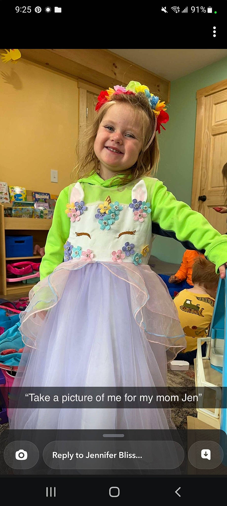 Jurnee is registered to the contest to win money with this photo: baby_toddler_clothing, child, costume, dress, event, fashion, fashion_design, formal_wear, fun, gown, happy, joy, magenta, pattern, peach, person, pink, purple, sleeve, smile