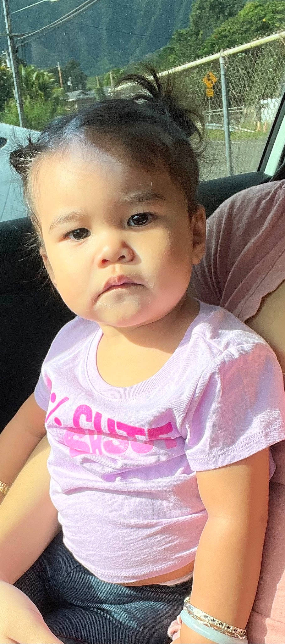 Delia is registered to the contest to win money with this photo: baby_toddler_clothing, cheek, chin, cool, eyebrow, eyelash, facial_expression, finger, gesture, happy, head, iris, lip, mouth, neck, nose, person, pink, shoulder, skin