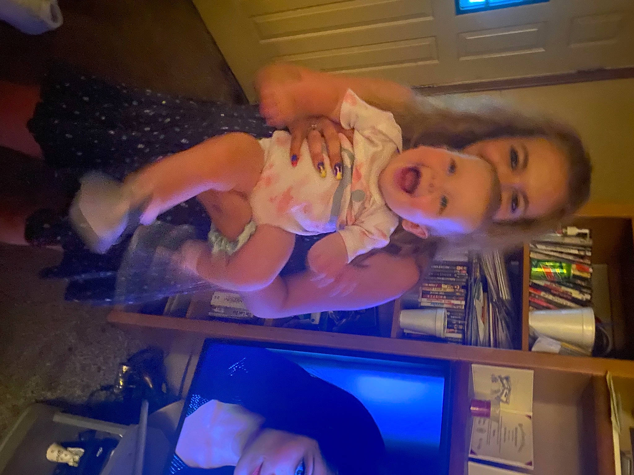 Amantha Annalynn is registered to the contest to win money with this photo: blue, display_device, electric_blue, entertainment, fun, hat, home_appliance, machine, muscle, person, purple, room, service, shelf, television_set