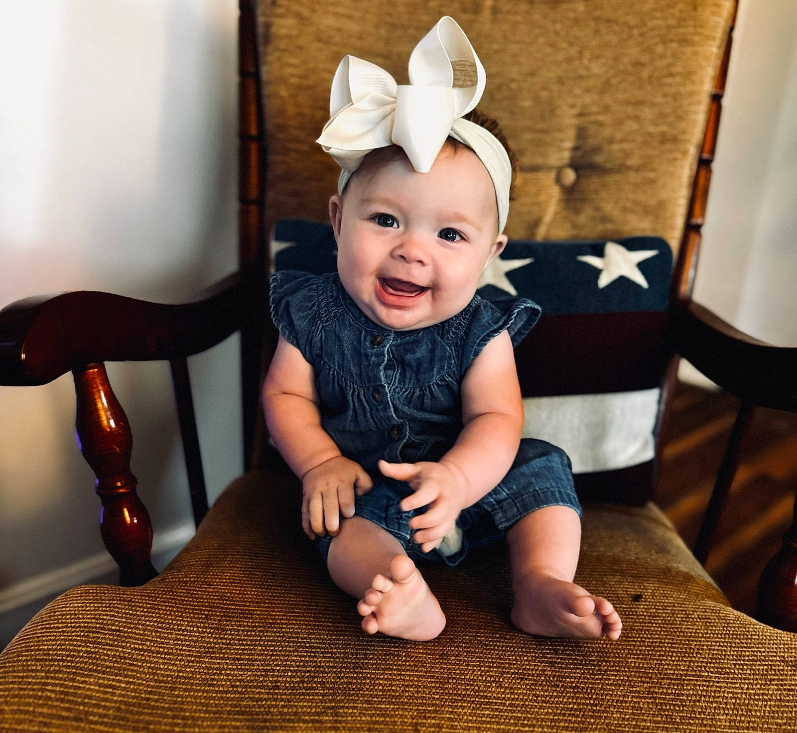 Kyleigh joined the competition — help win amazing prizes! baby, baby_toddler_clothing, child, costume_hat, eye, face, fashion_accessory, flooring, foot, fun, happy, head, headband, headpiece, human_body, human_leg, person, sleeve, smile, toddler