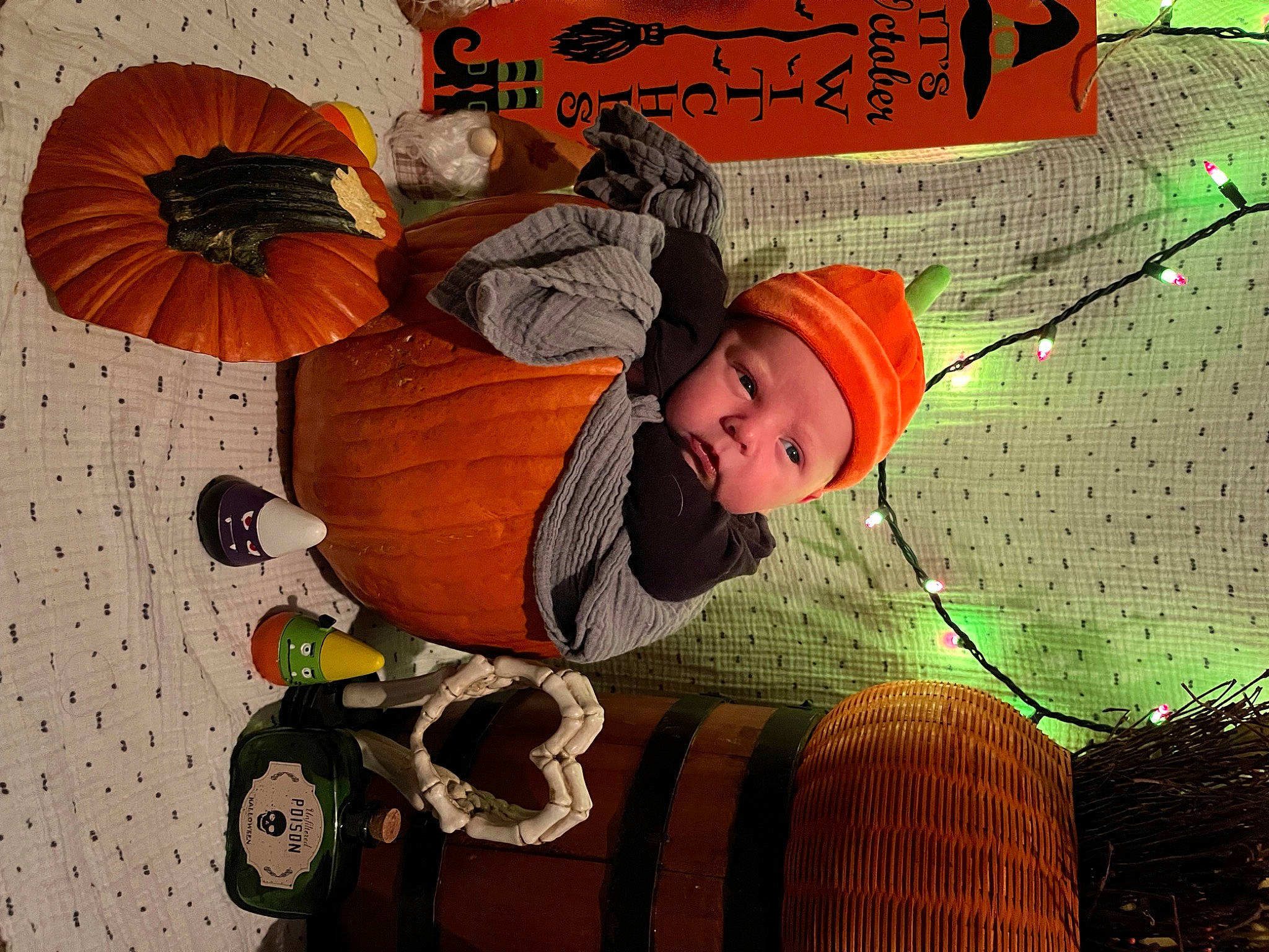 Dante joined the competition — help win amazing prizes! art, automotive_tire, baby, calabaza, cucurbita, gourd, handwriting, happy, hat, headwear, natural_foods, orange, person, plant, pumpkin, tire, toddler, tree, vegetable, wheel