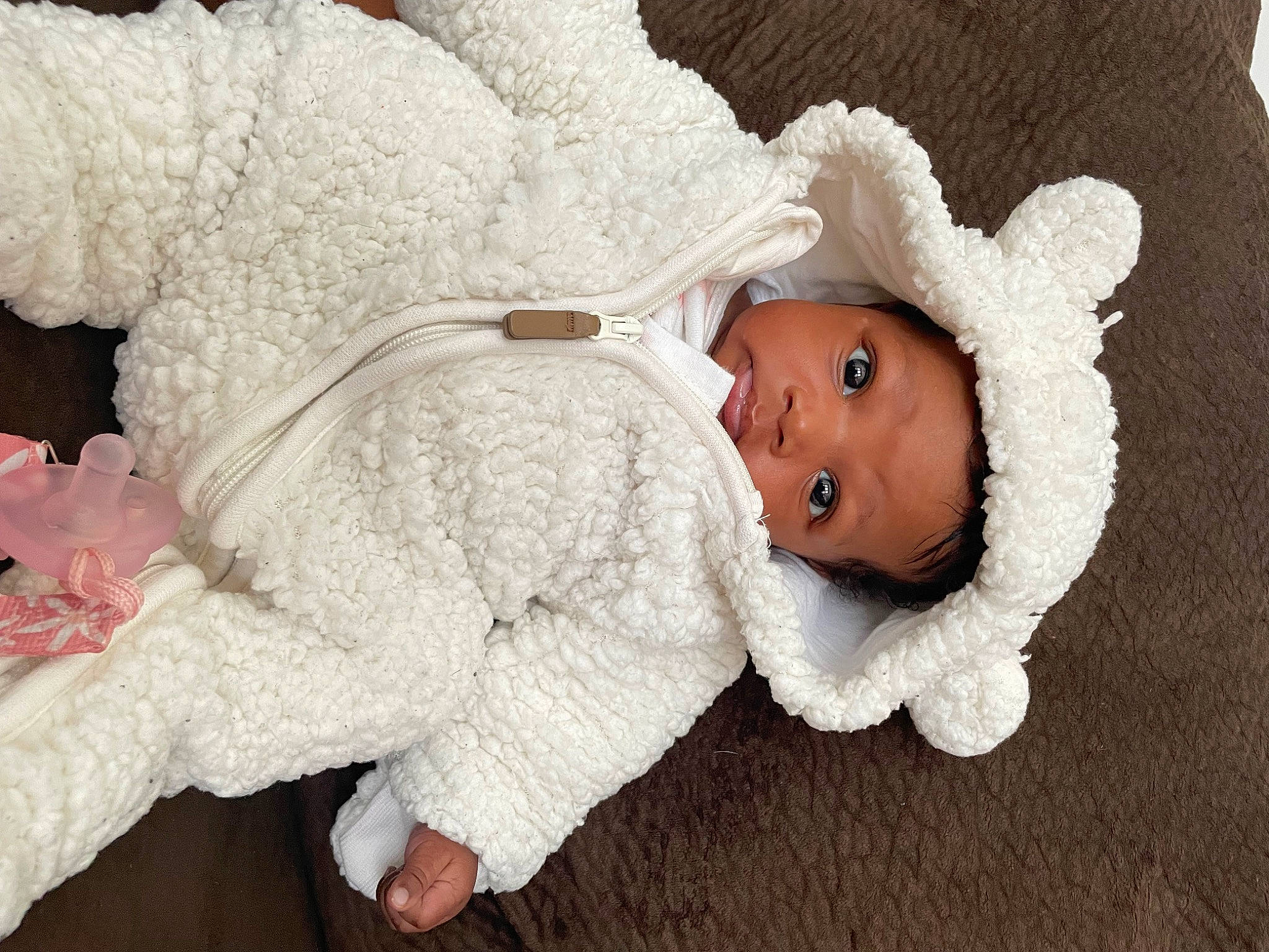 Harlem joined the competition — help win amazing prizes! baby, baby_products, baby_sleeping, baby_toddler_clothing, bonnet, cheek, child, comfort, fashion_accessory, flooring, fur, hat, headgear, knit_cap, linens, mammal, person, skin, toddler, wood