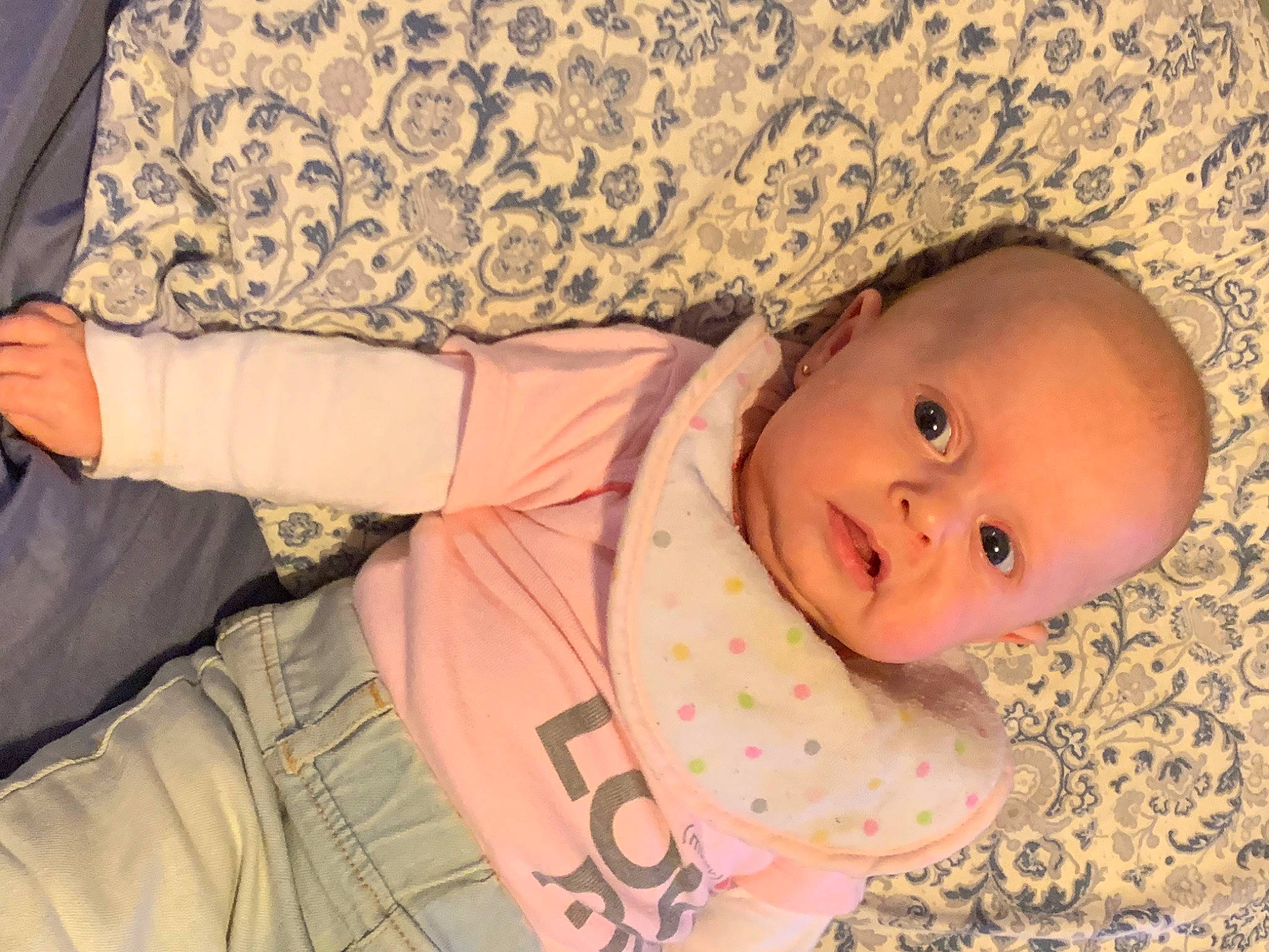 Gemma joined the competition — help win amazing prizes! baby, baby_products, baby_toddler_clothing, cheek, child, chin, comfort, finger, happy, human_body, lip, mammal, mouth, nose, pattern, person, skin, sleeve, textile, toddler