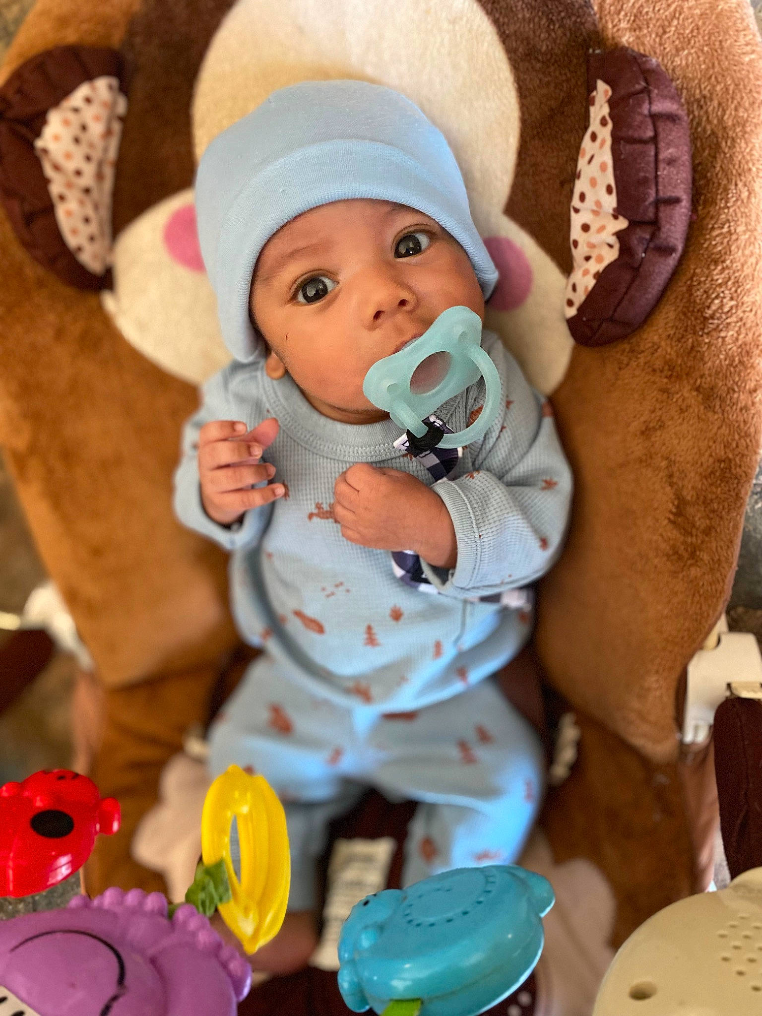 Izaiah joined the competition — help win amazing prizes! baby, baby_products, baby_toddler_clothing, cap, child, costume_hat, event, facial_expression, happy, headgear, headwear, people, person, petal, pink, plush, product, skin, stuffed_toy, sweetness