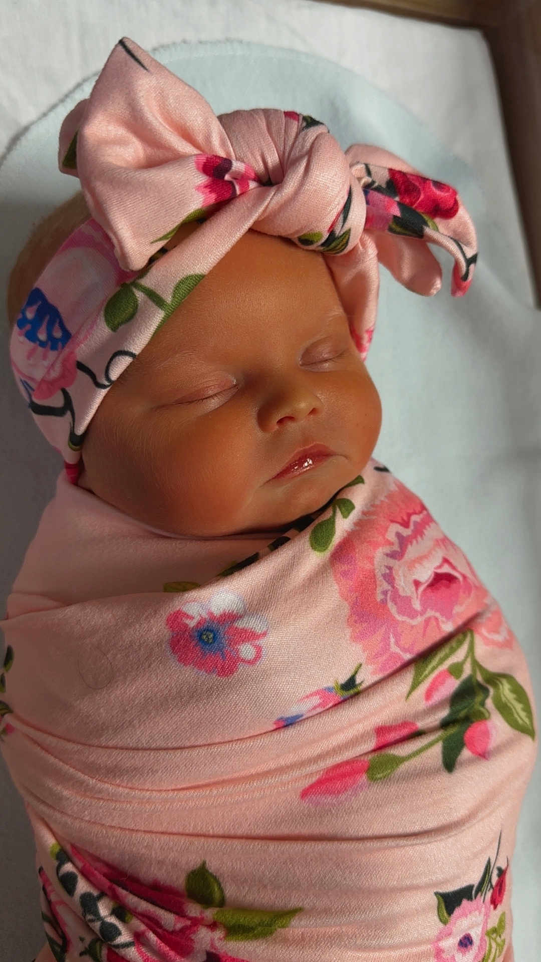 Vaeda joined the competition — help win amazing prizes! baby, sleeping, wrapped, blanket, pink, floral, headband, bow, peaceful, newborn, cute, face, infant, soft, skin, closeup, portrait, indoors, child, adorable
