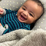 Riyad joined the competition — help win amazing prizes! baby, babylaughing, blanket, bodypart, couch, cushion, face, furniture, happy, head, homedecor, laughing, mouth, newborn, person, photography, portrait, quilt, smile, teeth